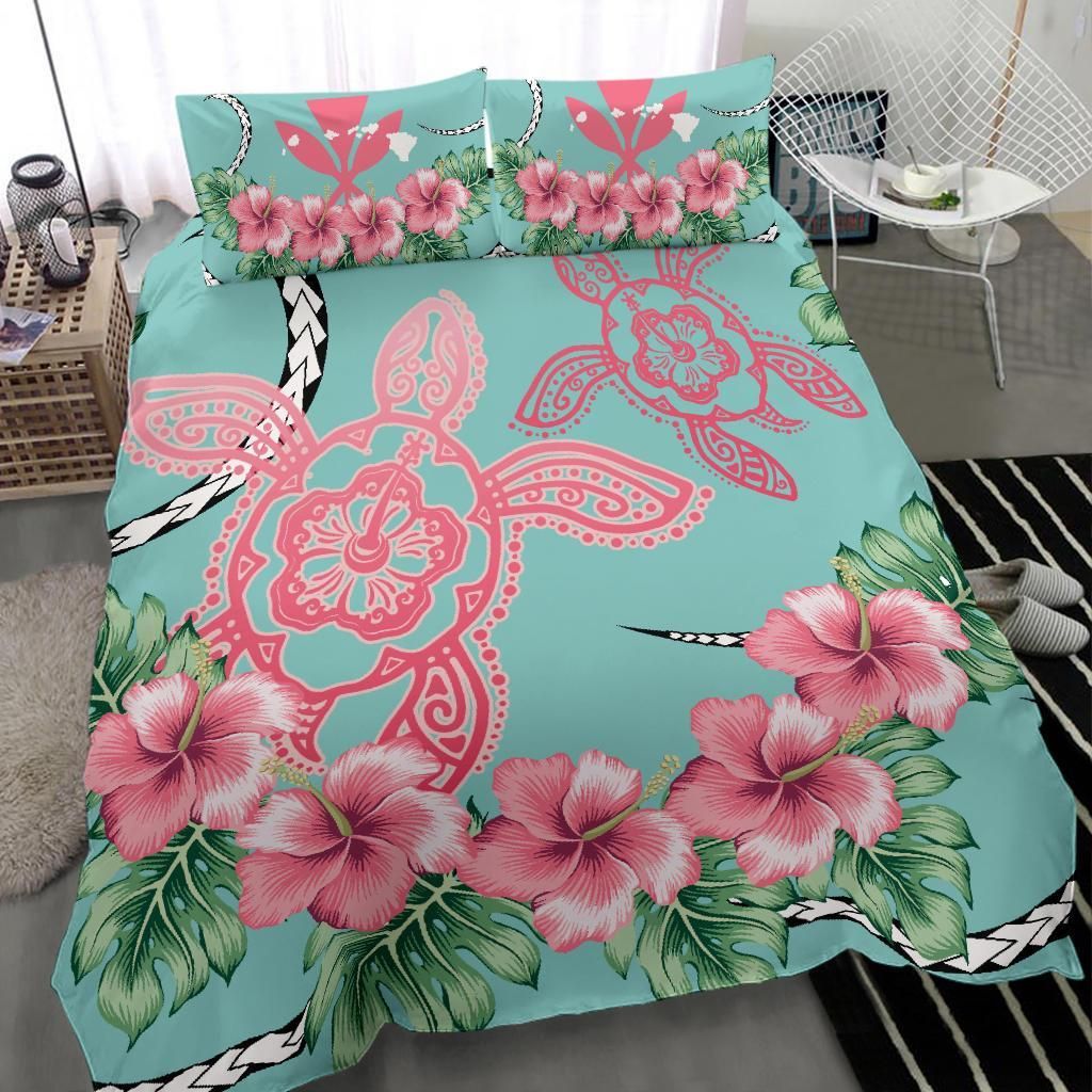 Hawaii Tropical Hibiscus Turtle Mint Style Duvet Cover Bedding Set hawaii tropical hibiscus turtle mint style duvet cover bedding set 7441