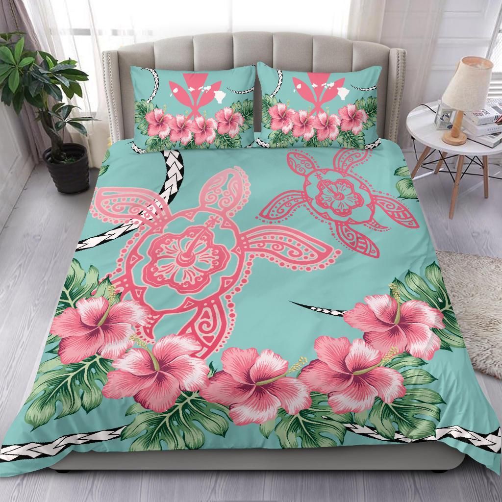 Hawaii Tropical Hibiscus Turtle Mint Style Duvet Cover Bedding Set hawaii tropical hibiscus turtle mint style duvet cover bedding set 7595