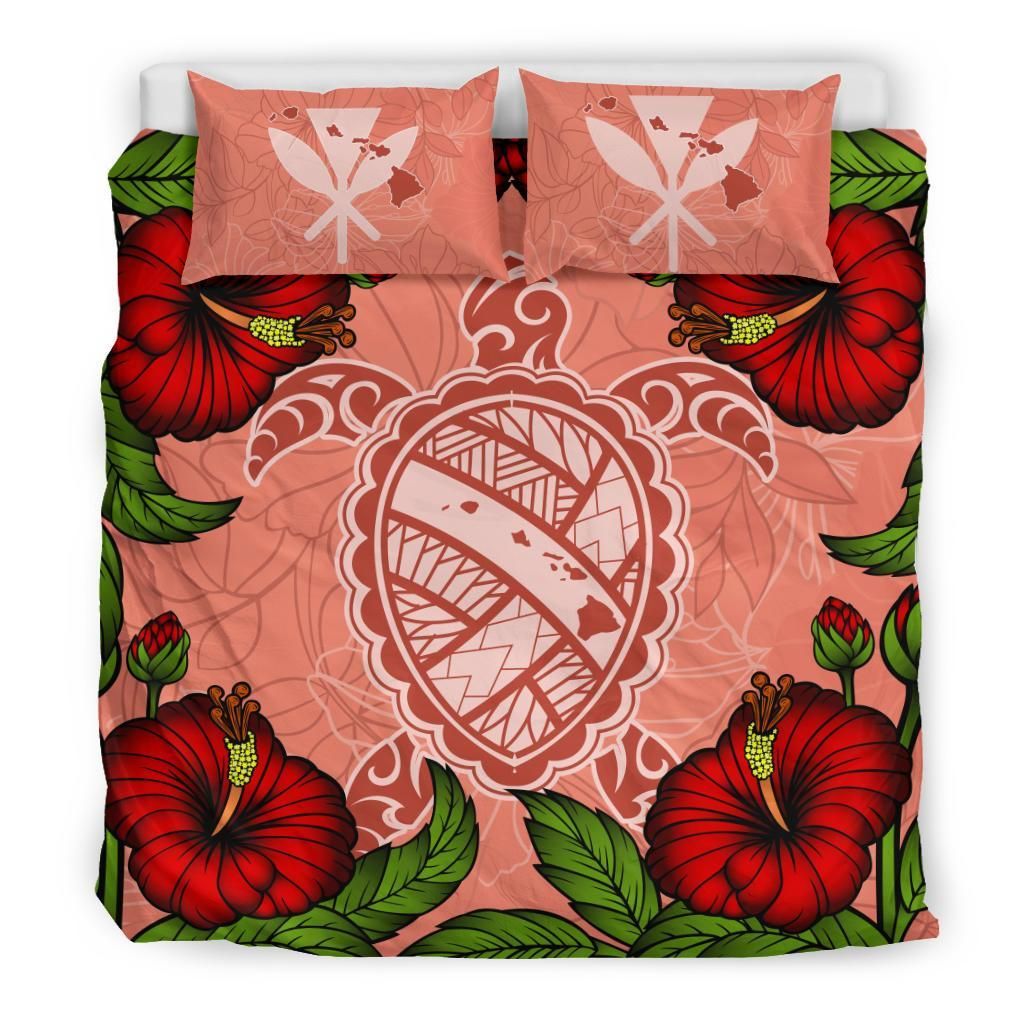 hawaii turtle hibiscus pink fide style duvet cover bedding set 4097