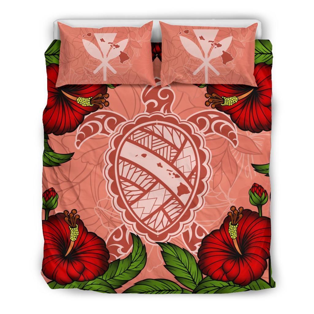 hawaii turtle hibiscus pink fide style duvet cover bedding set 4136