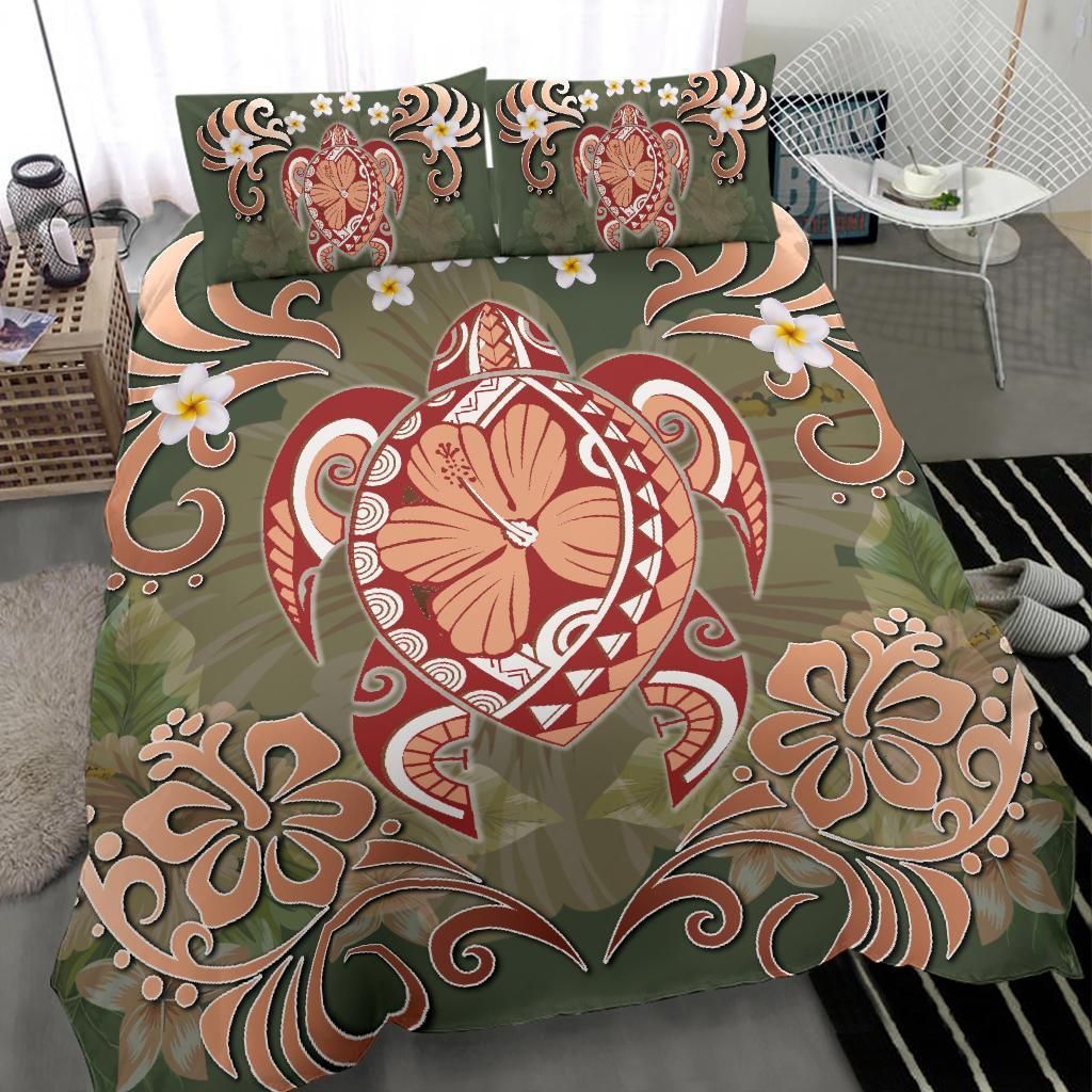hawaii turtle hibiscus plumeria jessi style duvet cover bedding set 4027