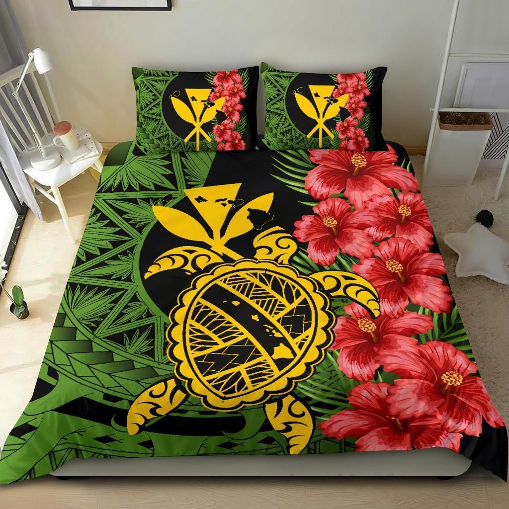 hawaii turtle hibiscus polynesian aphos style duvet cover bedding set 6035