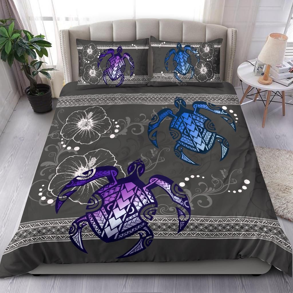 hawaii turtle hibiscus polynesian miki style duvet cover bedding set 5734