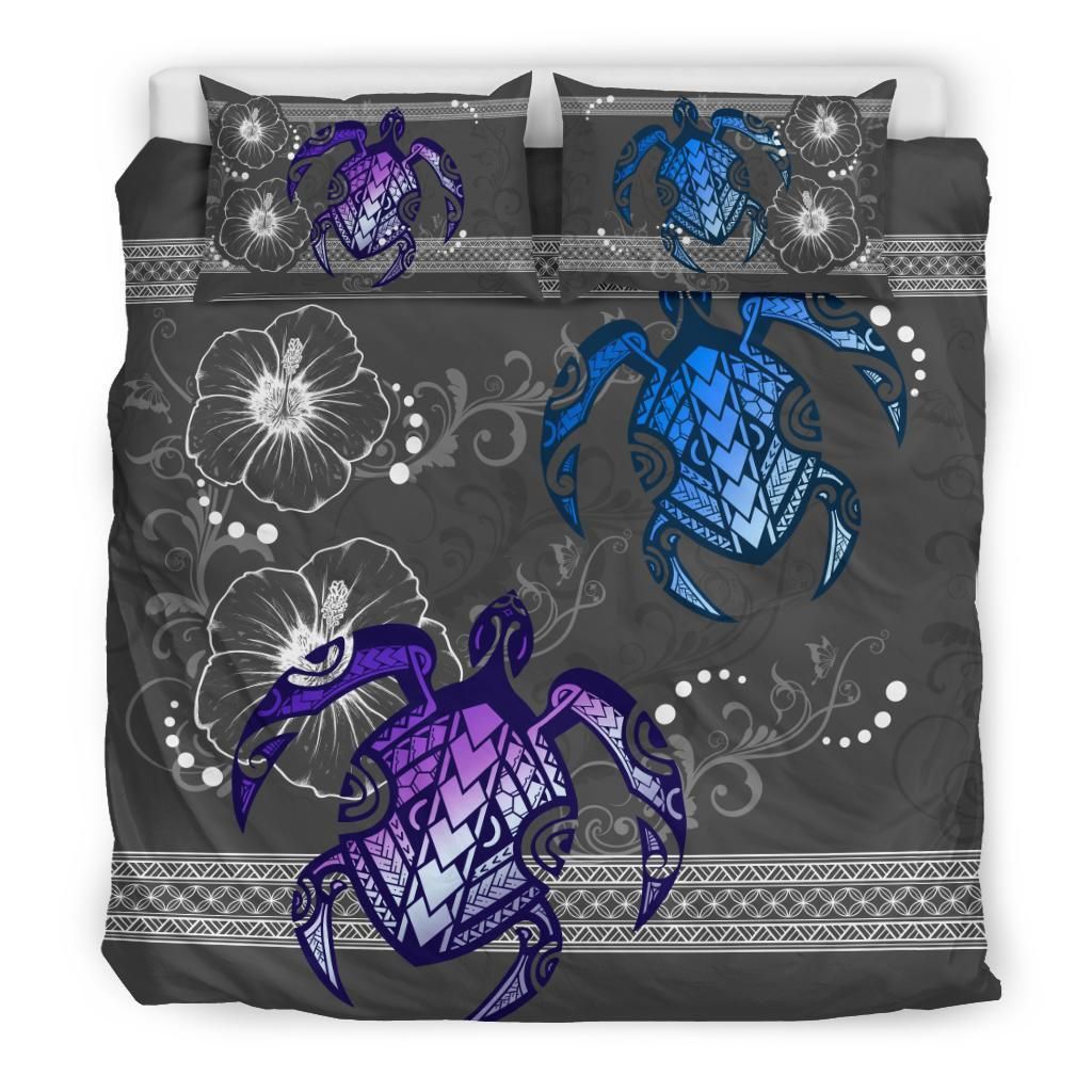 hawaii turtle hibiscus polynesian miki style duvet cover bedding set 8483