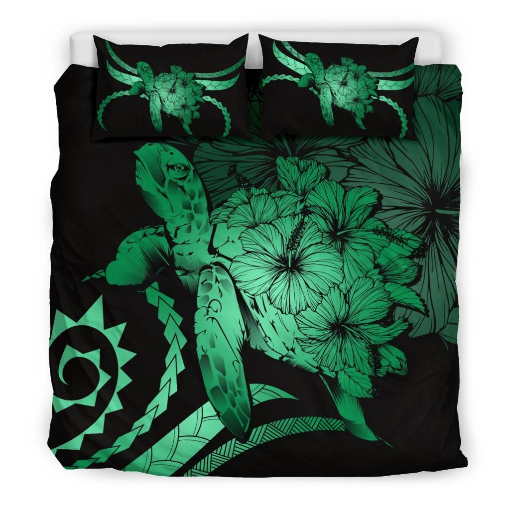 hawaii turtle hibiscus polynesian vintage green duvet cover bedding set 7789