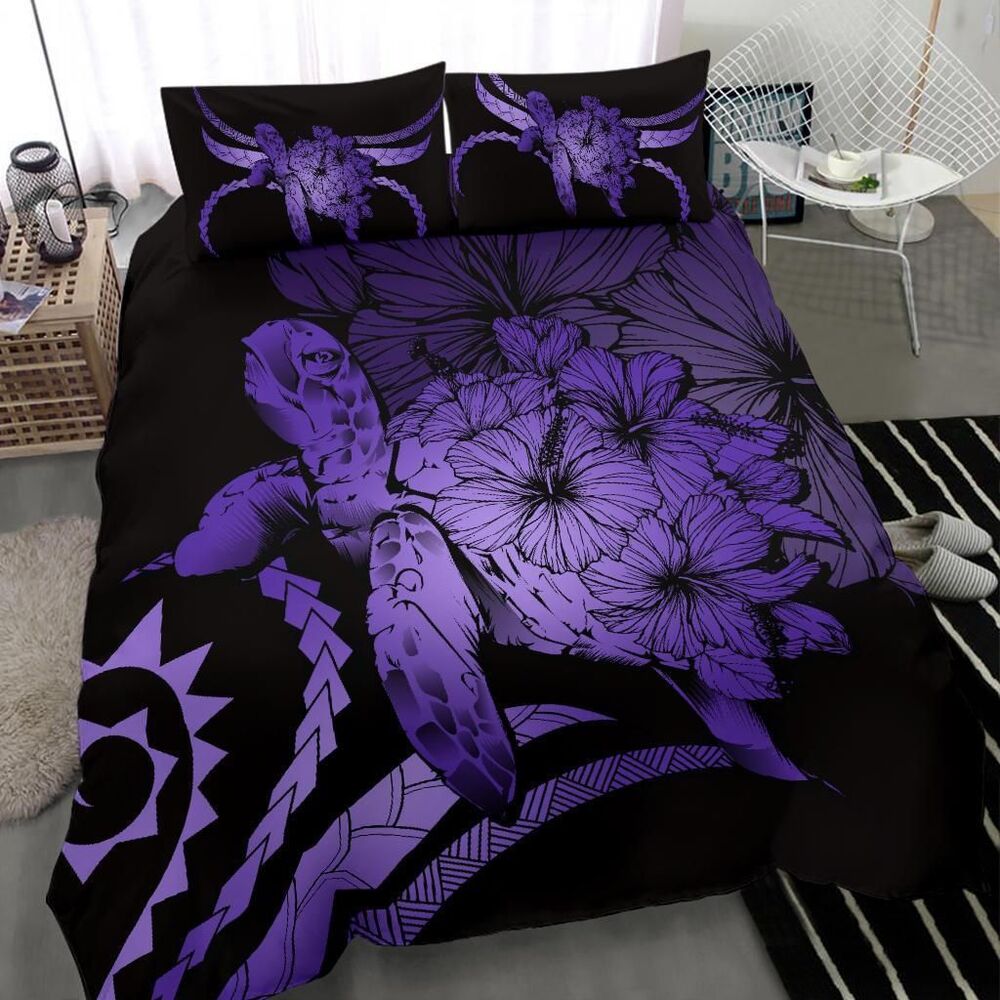 Hawaii Turtle Hibiscus Polynesian Vintage Purple Duvet Cover Bedding Set hawaii turtle hibiscus polynesian vintage purple duvet cover bedding set 6517