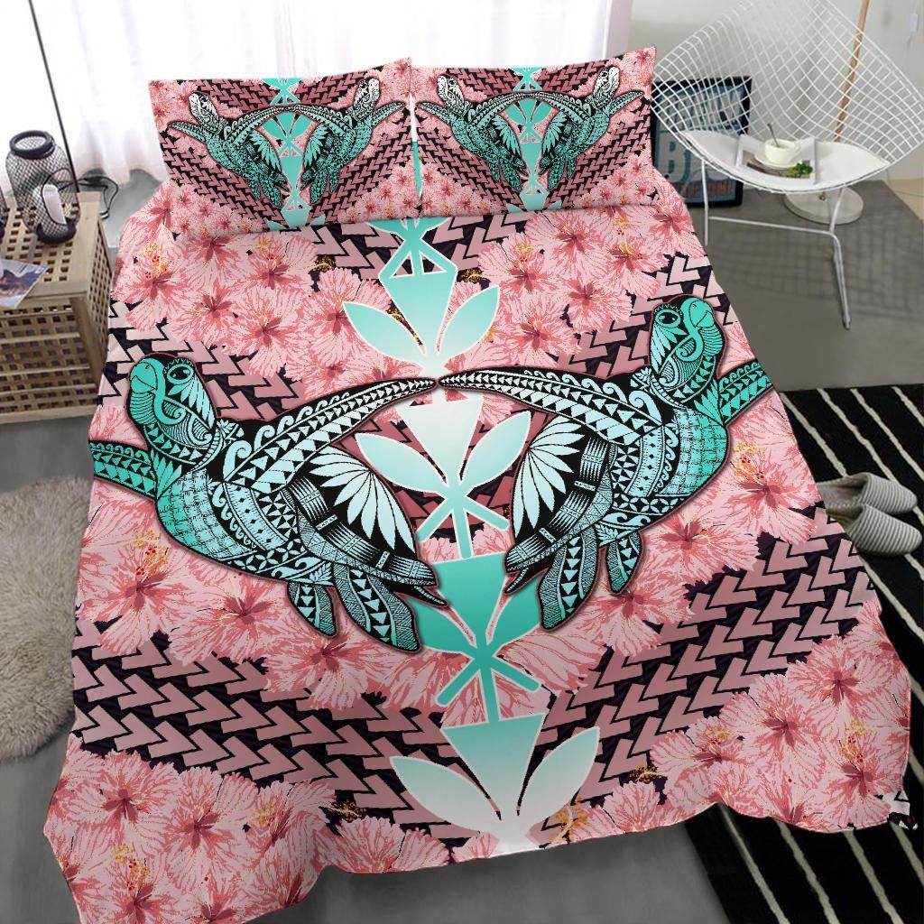 hawaii turtle kanaka hibiscus tropical polynesian sweet style duvet cover bedding set 2424