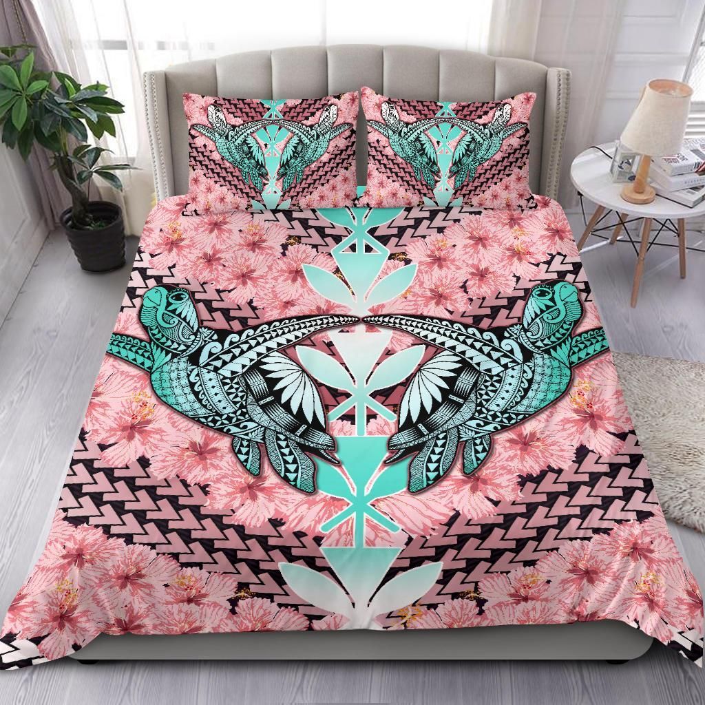 hawaii turtle kanaka hibiscus tropical polynesian sweet style duvet cover bedding set 6705