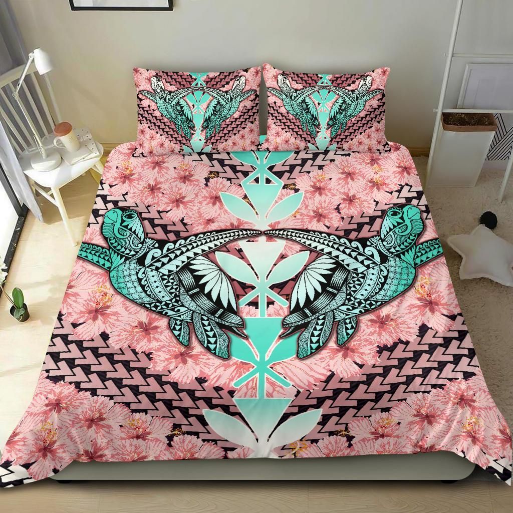 hawaii turtle kanaka hibiscus tropical polynesian sweet style duvet cover bedding set 8501
