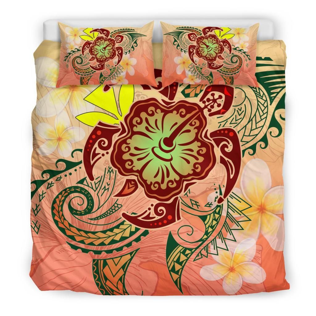 hawaii turtle kanaka plumeria hibiscus kity style duvet cover bedding set 2921
