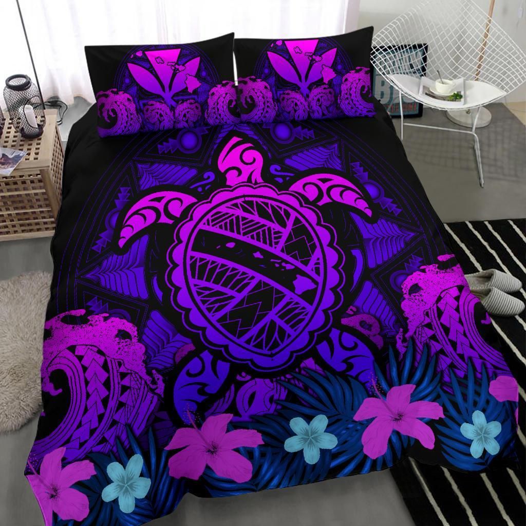 hawaii turtle polynesian blue kuly style duvet cover bedding set 6703