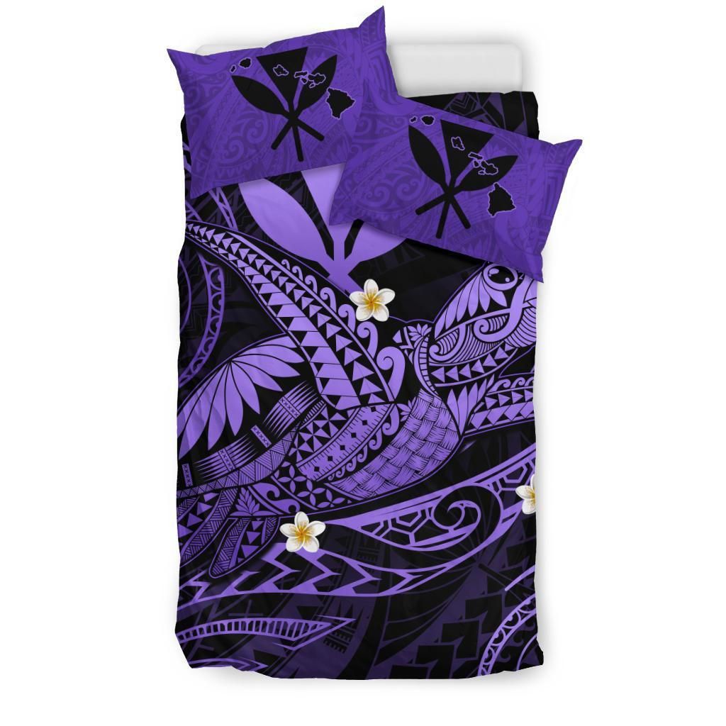 hawaii turtle polynesian nane style purple hibiscus duvet cover bedding set 4662