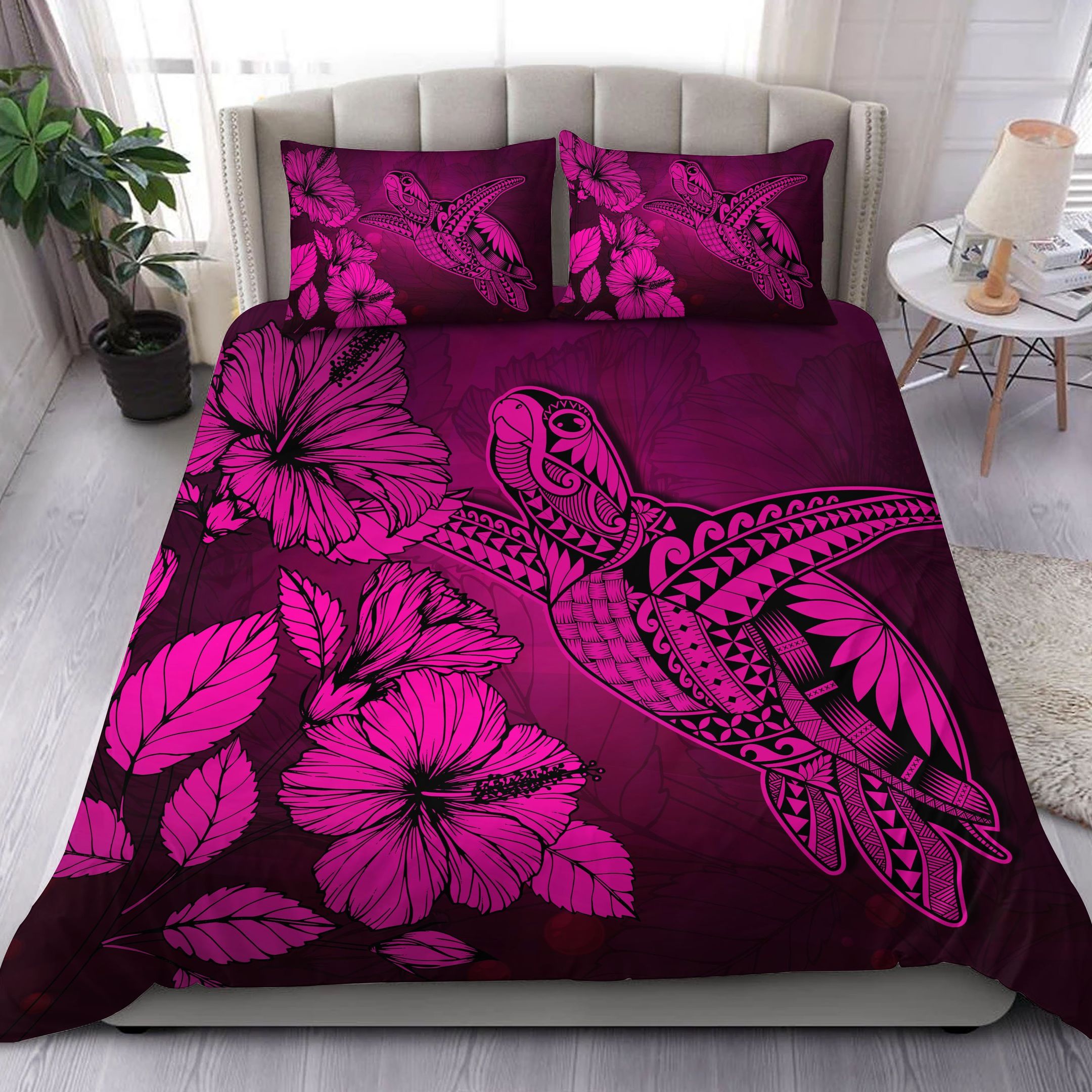 hawaii turtle reach to the sky hibiscus duvet cover bedding set 6214
