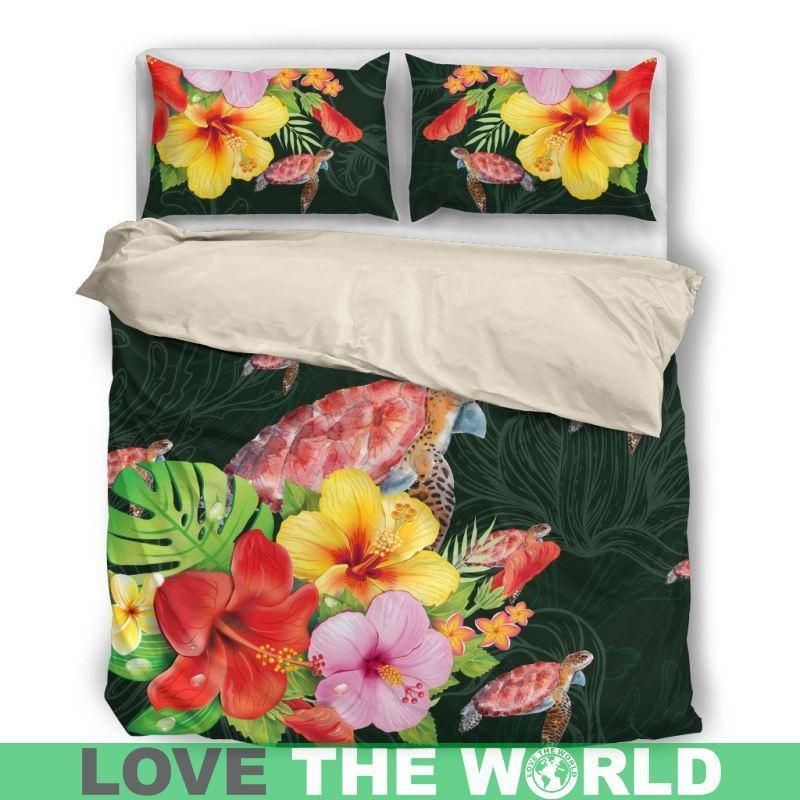 hawaii turtle tropical flower pattern bedding set bedroom decor 6016