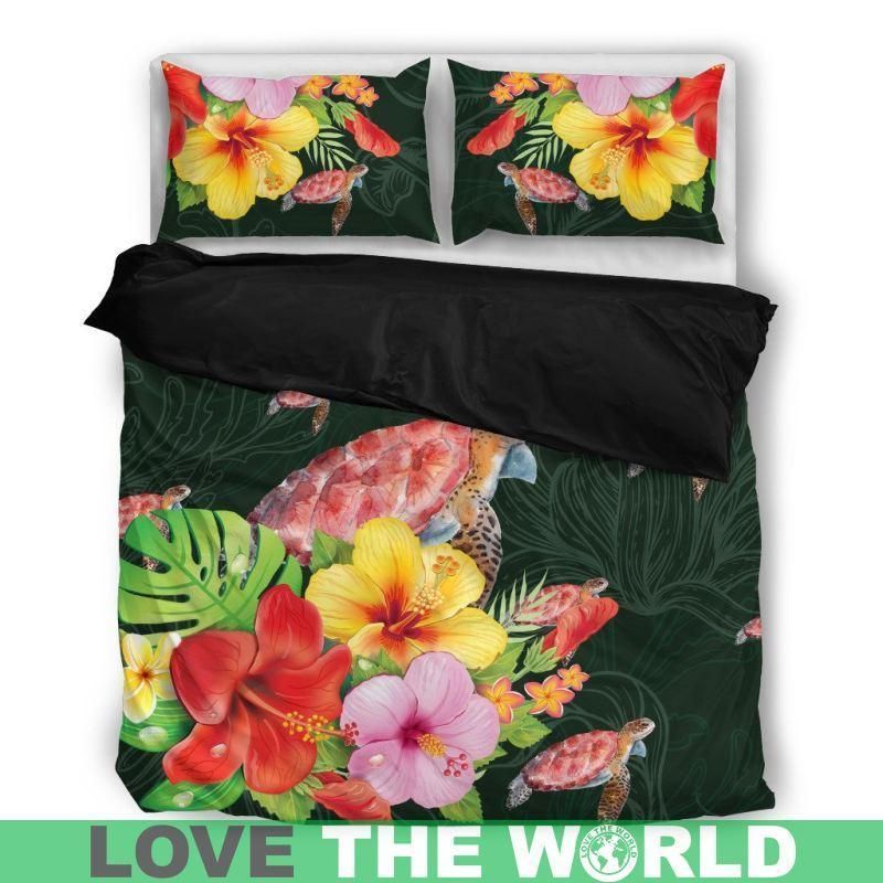 hawaii turtle tropical flower pattern bedding set bedroom decor 6976