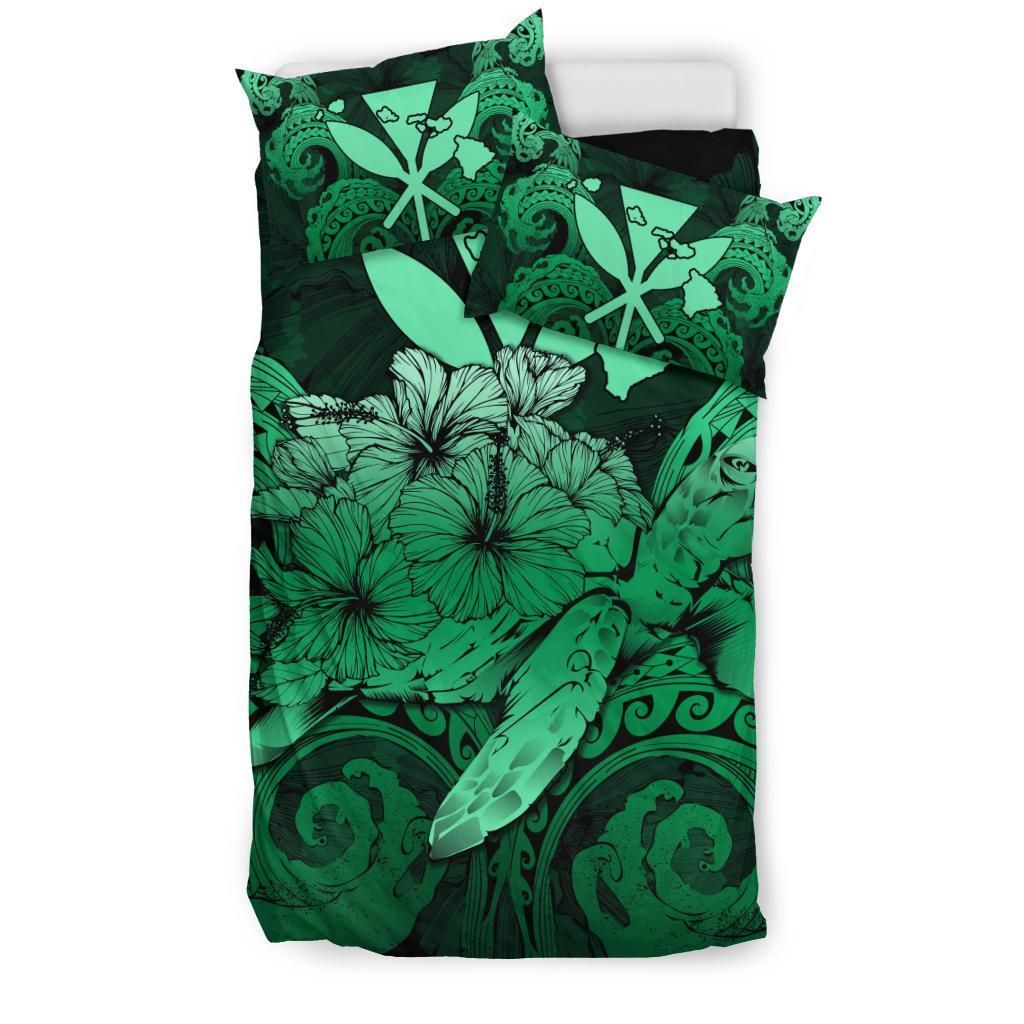 hawaii turtle wave polynesian hey style green pastel duvet cover bedding set 4947