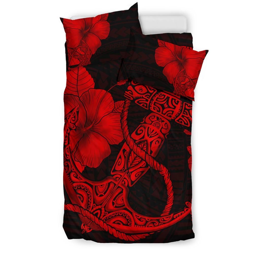 Hawaiian Anchor Poly Tribal Hibiscus Polynesian Black Red Duvet Cover Bedding Set hawaiian anchor poly tribal hibiscus polynesian black red duvet cover bedding set 4739