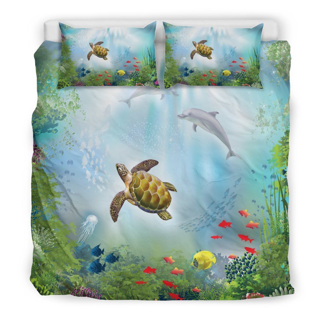 hawaiian animal in the ocean polynesian duvet cover bedding set 6969