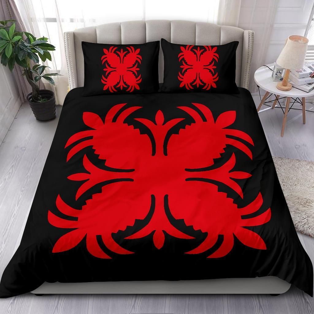 hawaiian bedding set royal patter black and red duvet cover bedding set 3367