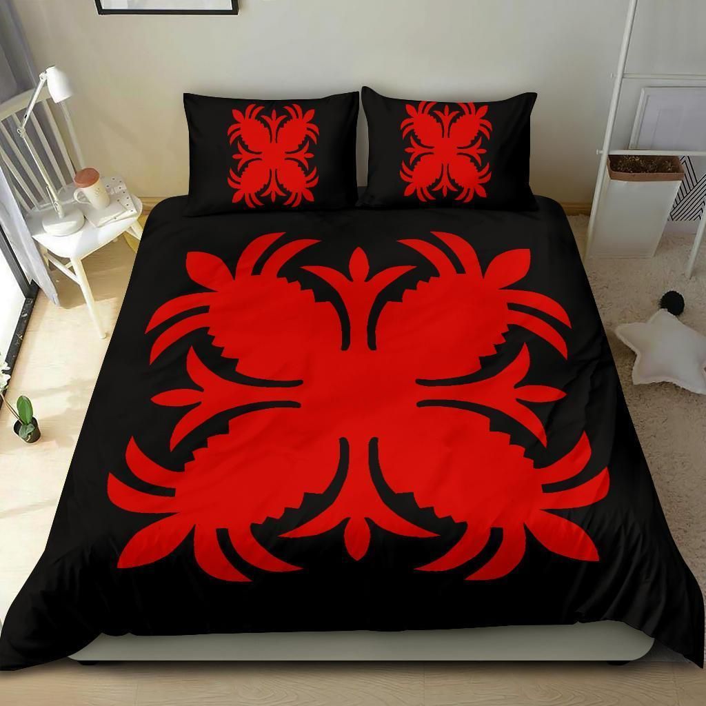 hawaiian bedding set royal patter black and red duvet cover bedding set 4473
