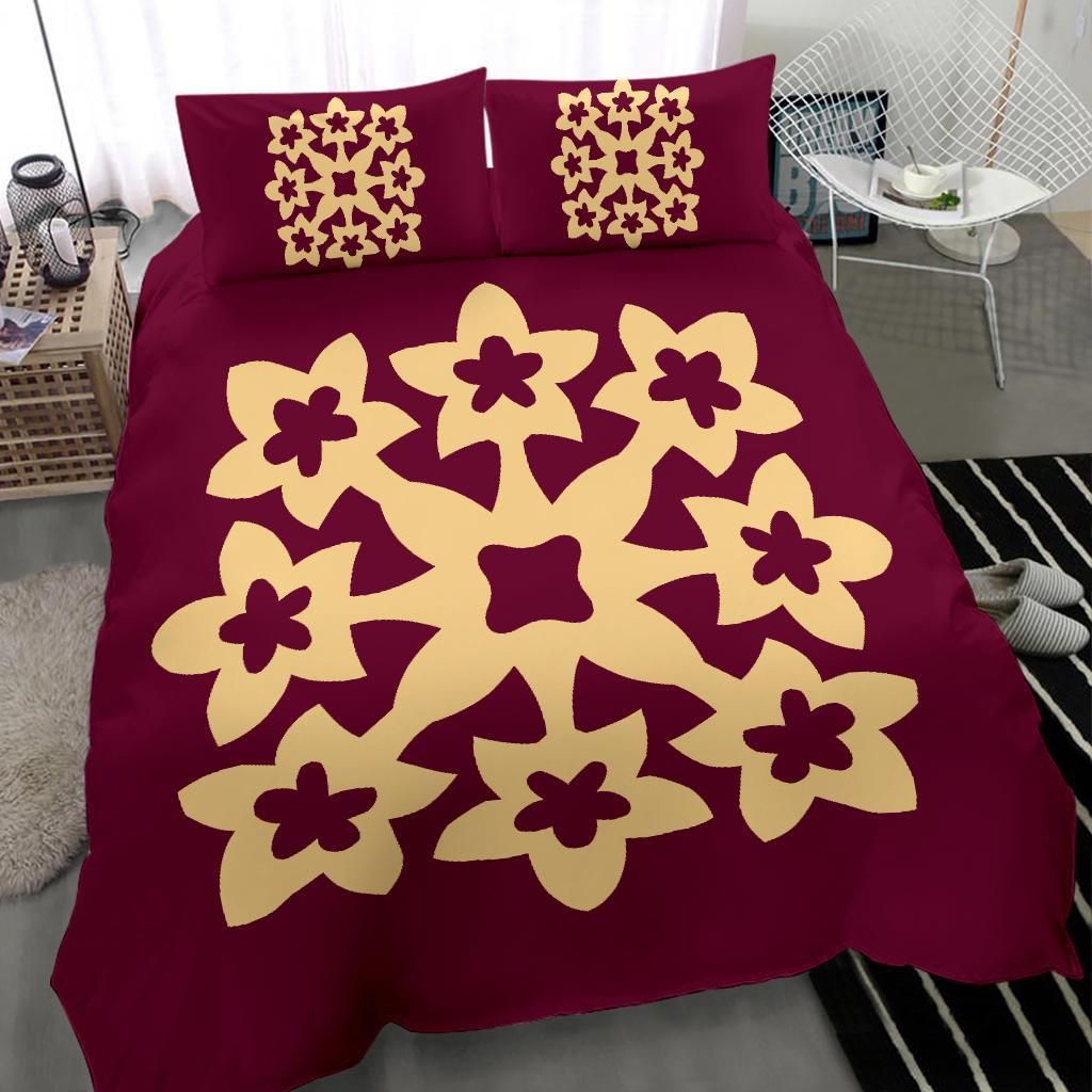 hawaiian bedding set royal pattern burgundy duvet cover bedding set 3129