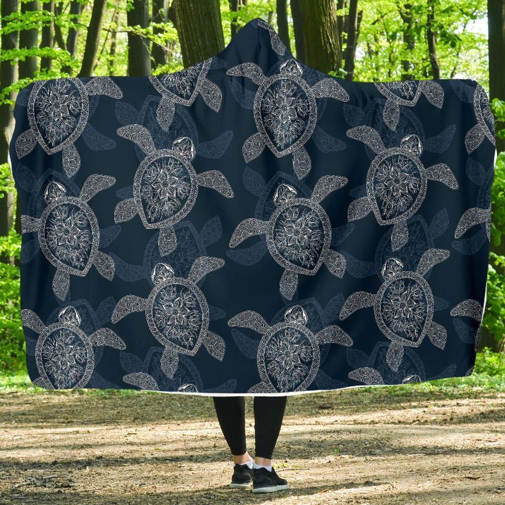 hawaiian blue sea turtle pattern print hooded blanket cloak blanket 7968