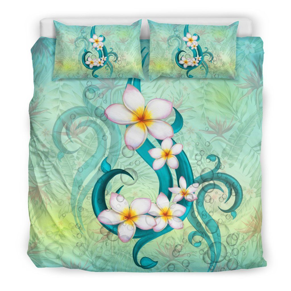 hawaiian bubbles plumeria strelitzia flower background polynesian duvet cover bedding set 3926