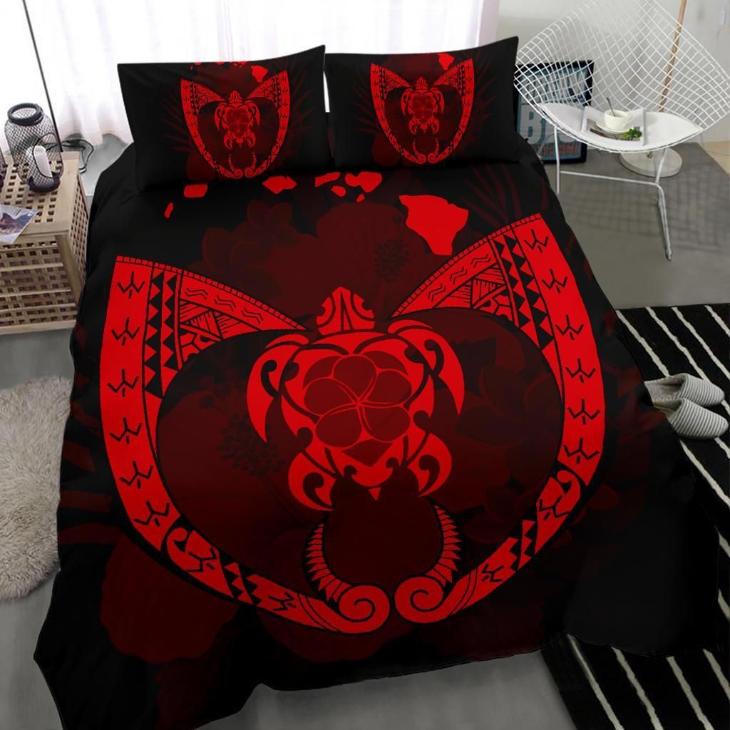 hawaiian fish hook turtle heart red duvet cover bedding set 4234