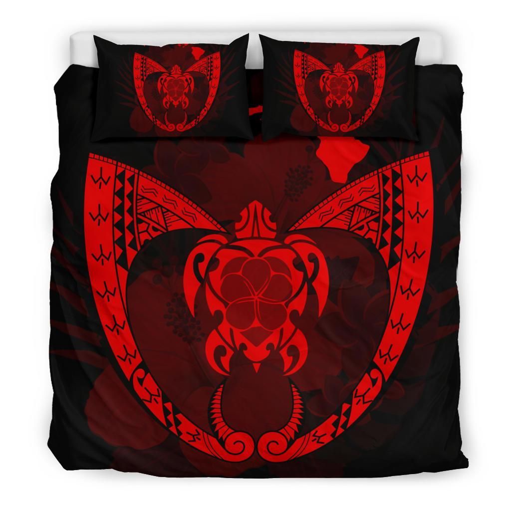 hawaiian fish hook turtle heart red duvet cover bedding set 4275
