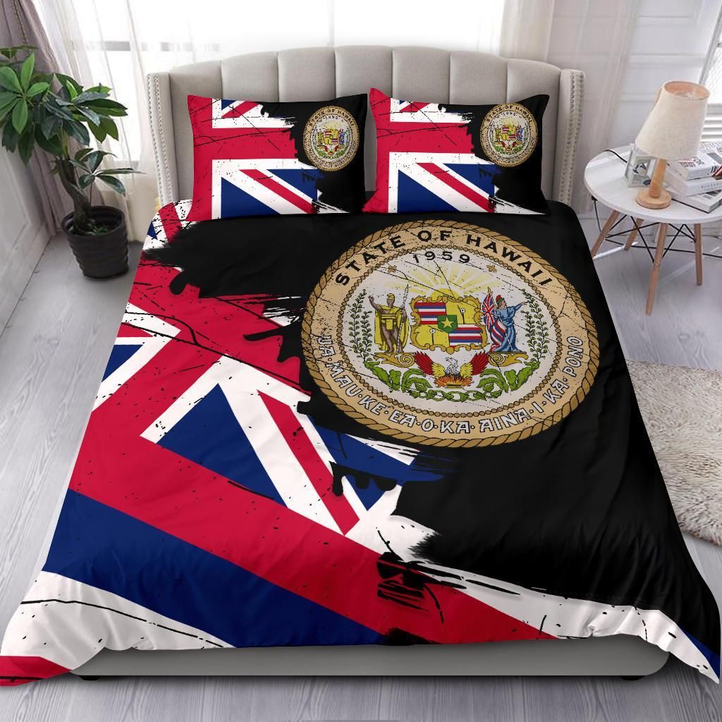 hawaiian flag coat of arms of hawaii duvet cover bedding set 3521