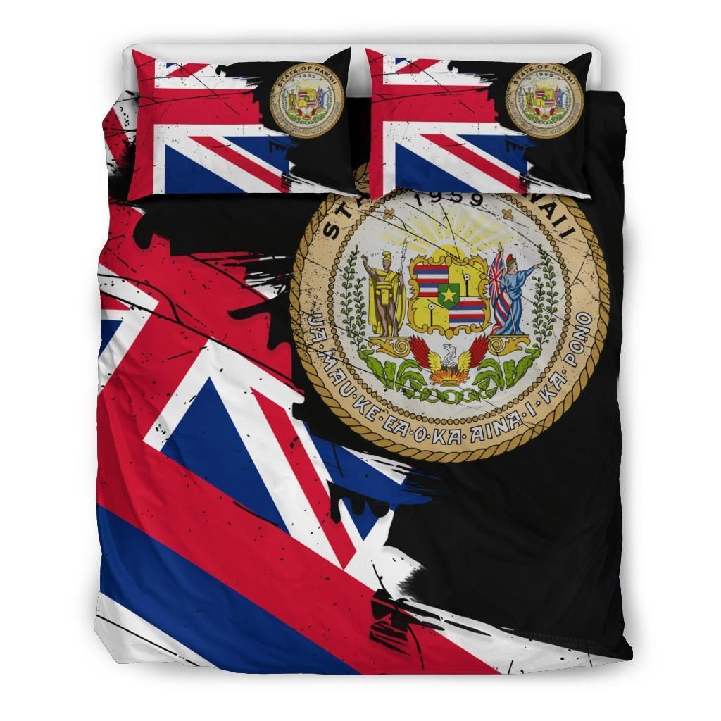 hawaiian flag coat of arms of hawaii duvet cover bedding set 6928
