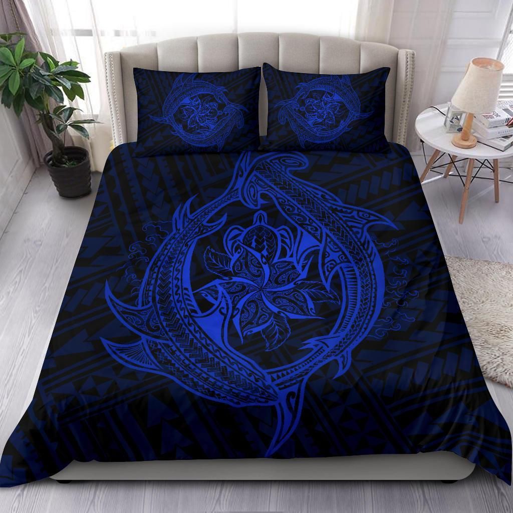 hawaiian hamerhead shark yin yang plumeria polynesian duvet cover bedding set 1345