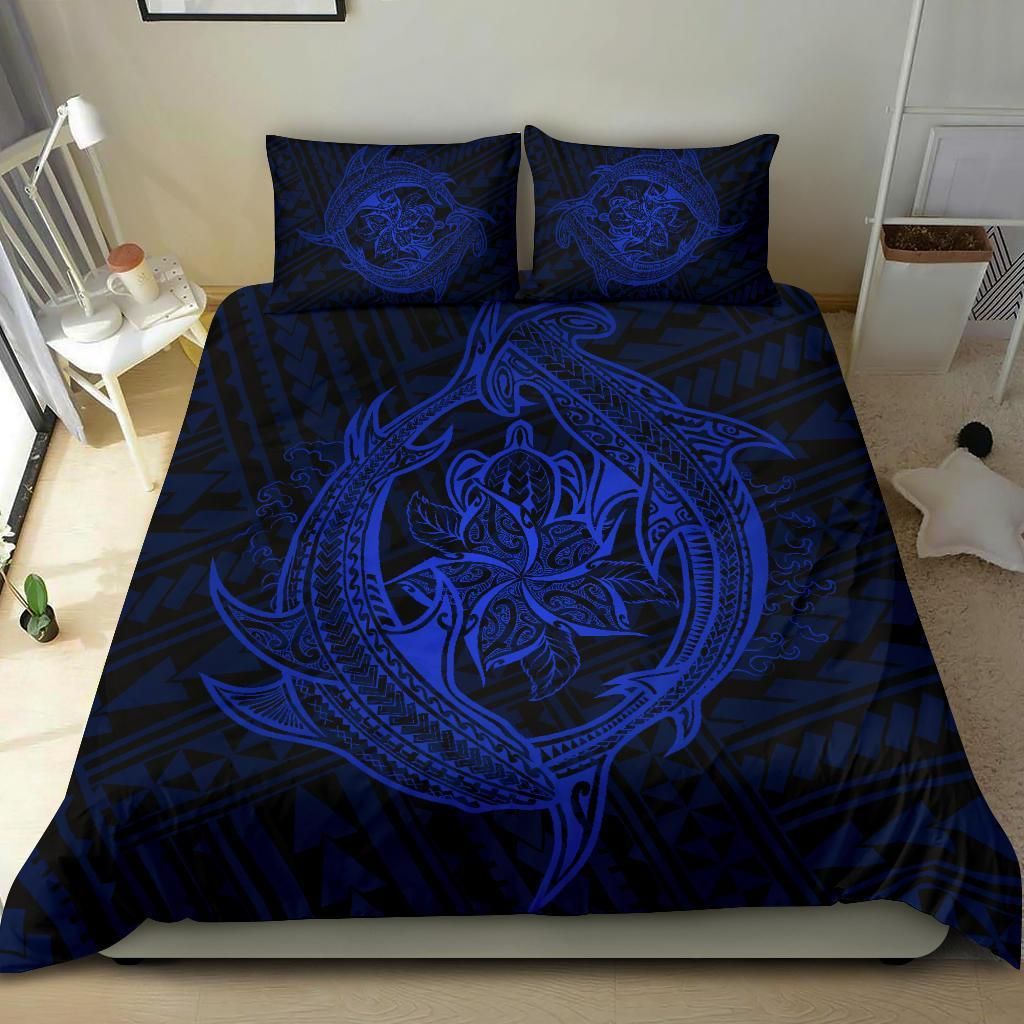 hawaiian hamerhead shark yin yang plumeria polynesian duvet cover bedding set 6690