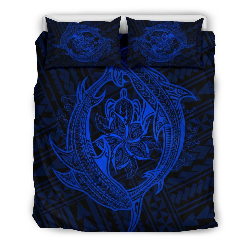 hawaiian hamerhead shark yin yang plumeria polynesian duvet cover bedding set 6865