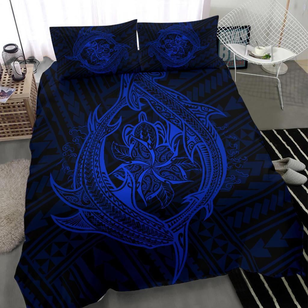 hawaiian hamerhead shark yin yang plumeria polynesian duvet cover bedding set 7581
