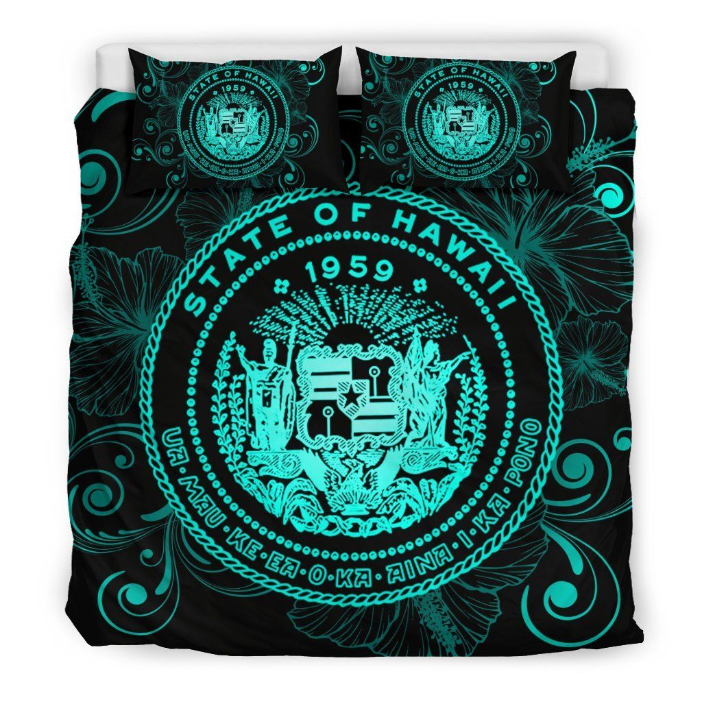 hawaiian hibiscus flag coat of arms polynesian duvet cover bedding set 3713