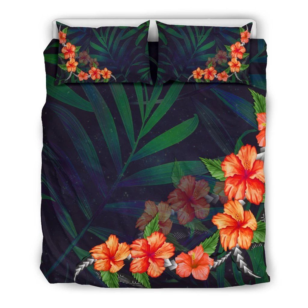 Hawaiian Hibiscus Palm Tree Background Polynesian Duvet Cover Bedding Set hawaiian hibiscus palm tree background polynesian duvet cover bedding set 5444