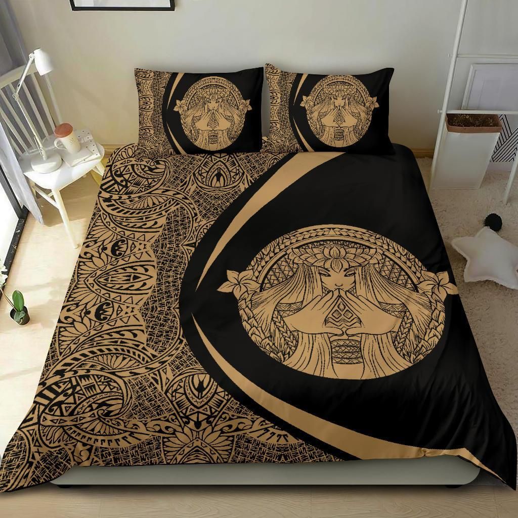 hawaiian madame pele plumeria circle style gold duvet cover bedding set 2311