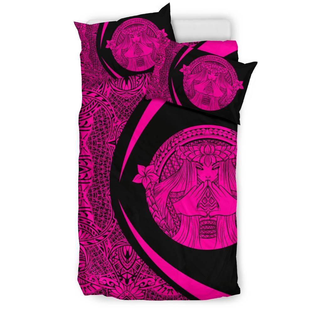 hawaiian madame pele plumeria polynesian circle style pink duvet cover bedding set 4962