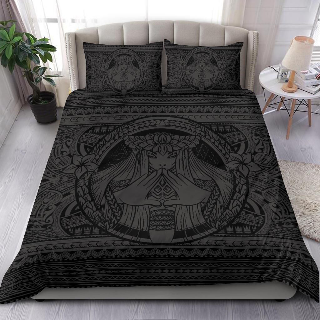 hawaiian madame pele plumeria polynesian grey duvet cover bedding set 1396
