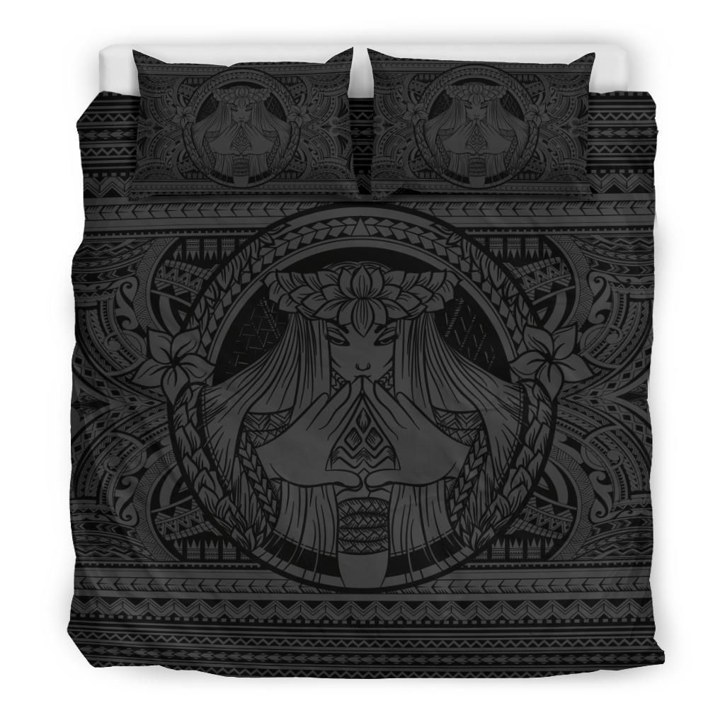 hawaiian madame pele plumeria polynesian grey duvet cover bedding set 4838