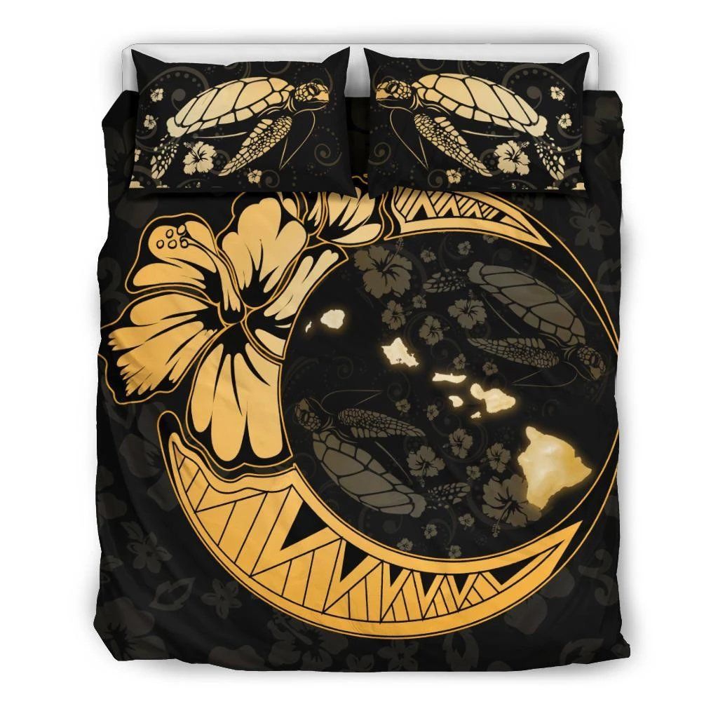 hawaiian map hibiscus turtle on the moon polynesian duvet cover bedding set 1936
