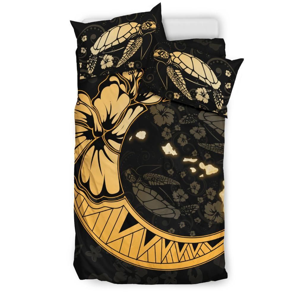 hawaiian map hibiscus turtle on the moon polynesian duvet cover bedding set 7042
