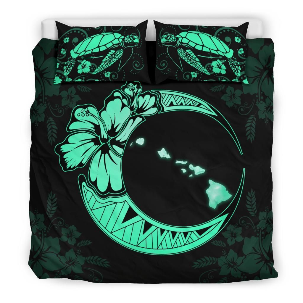 hawaiian map hibiscus turtle polynesian moon duvet cover bedding set 1827
