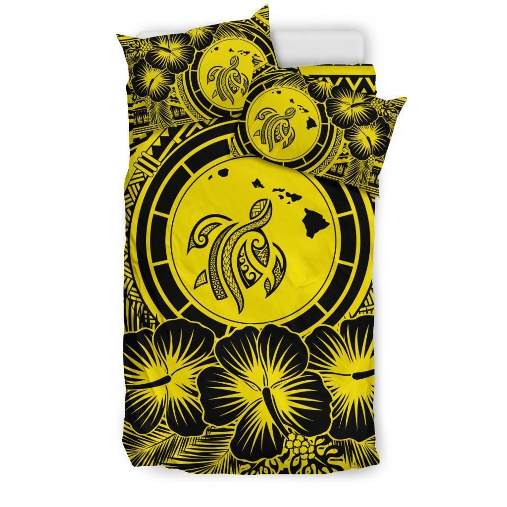 Hawaiian Map Honu Hibiscus Tropic Yellow Polynesian Duvet Cover Bedding Set hawaiian map honu hibiscus tropic yellow polynesian duvet cover bedding set 2654