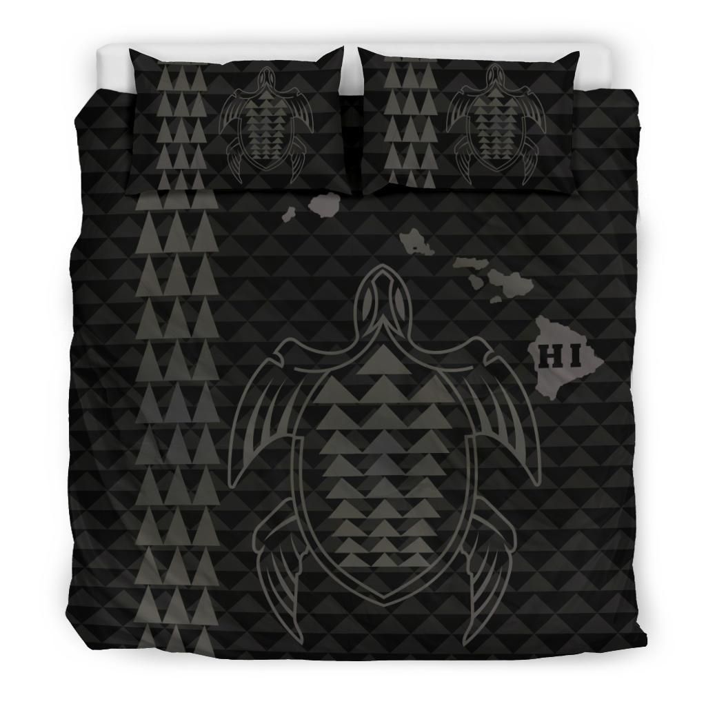 hawaiian map kakau turtle polynesian grey duvet cover bedding set 1784