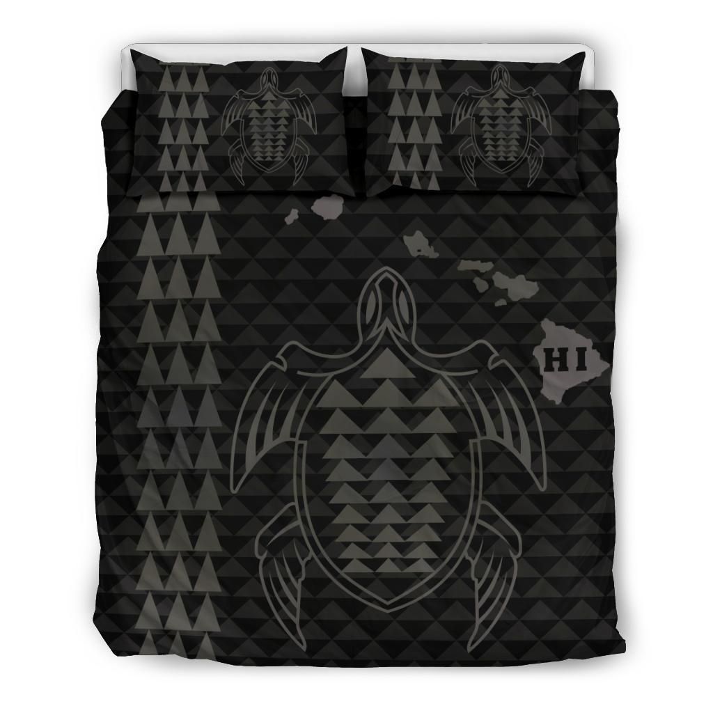 hawaiian map kakau turtle polynesian grey duvet cover bedding set 3069