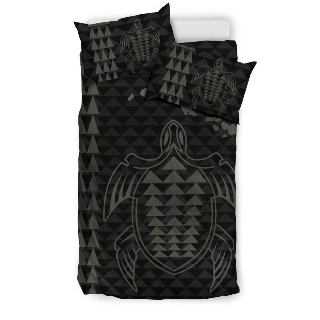 hawaiian map kakau turtle polynesian grey duvet cover bedding set 7782