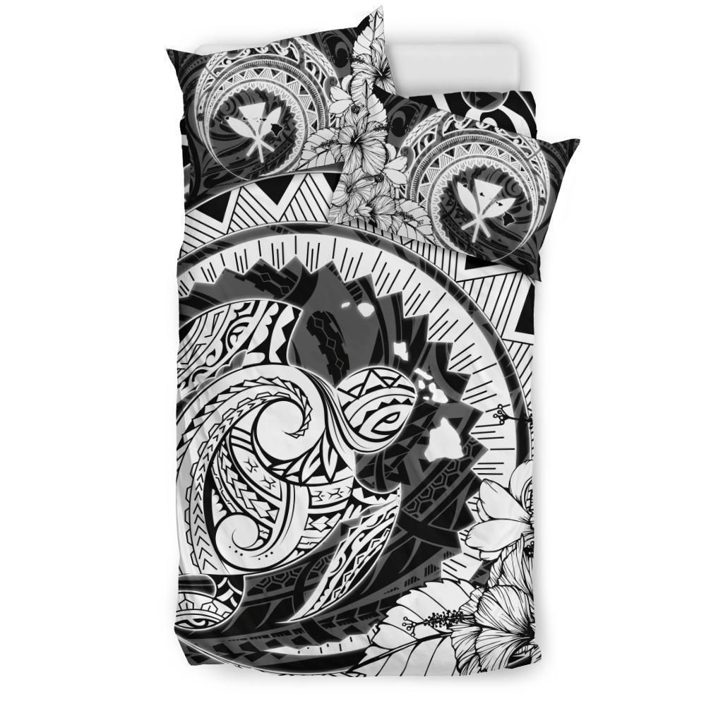 hawaiian map kanaka honu hibiscus white globular polynesian duvet cover bedding set 2928