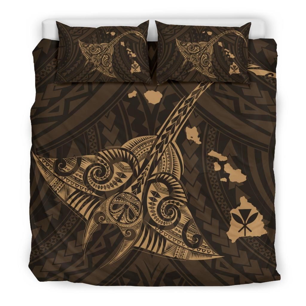 hawaiian map kanaka manta ray polynesian gold duvet cover bedding set 3904